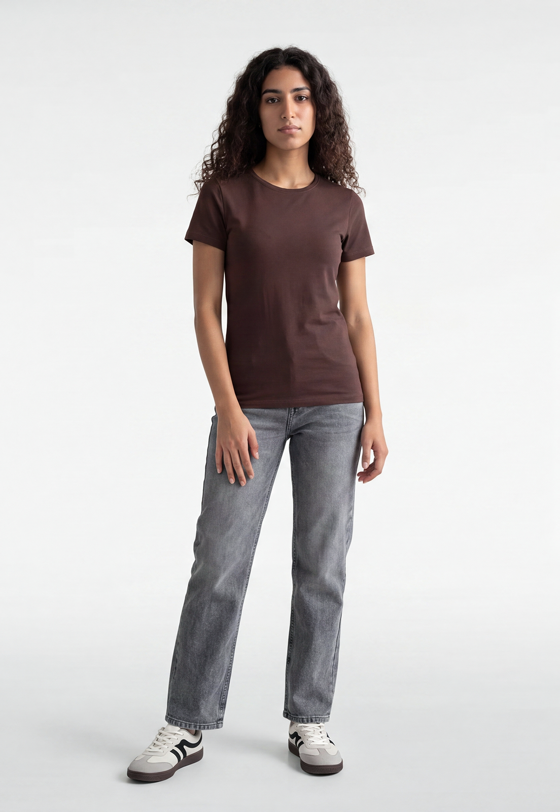 Jeans Mujer Recto Tiro Medio Gris 1