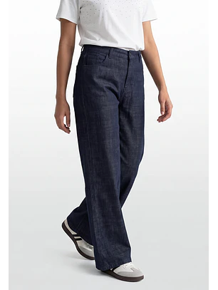 Jeans Mujer Raw Oscuro Relaxed Azul