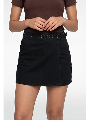 Falda Mujer Tachas Cintura Negro