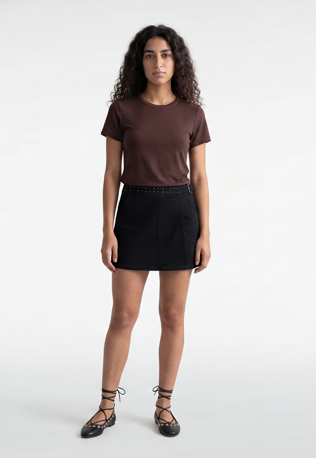 Falda Mujer Tachas Cintura Negro 4