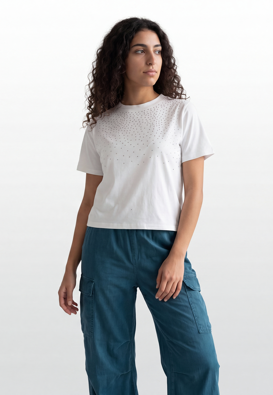 Polera Mujer Tachas Delantero Crudo 1