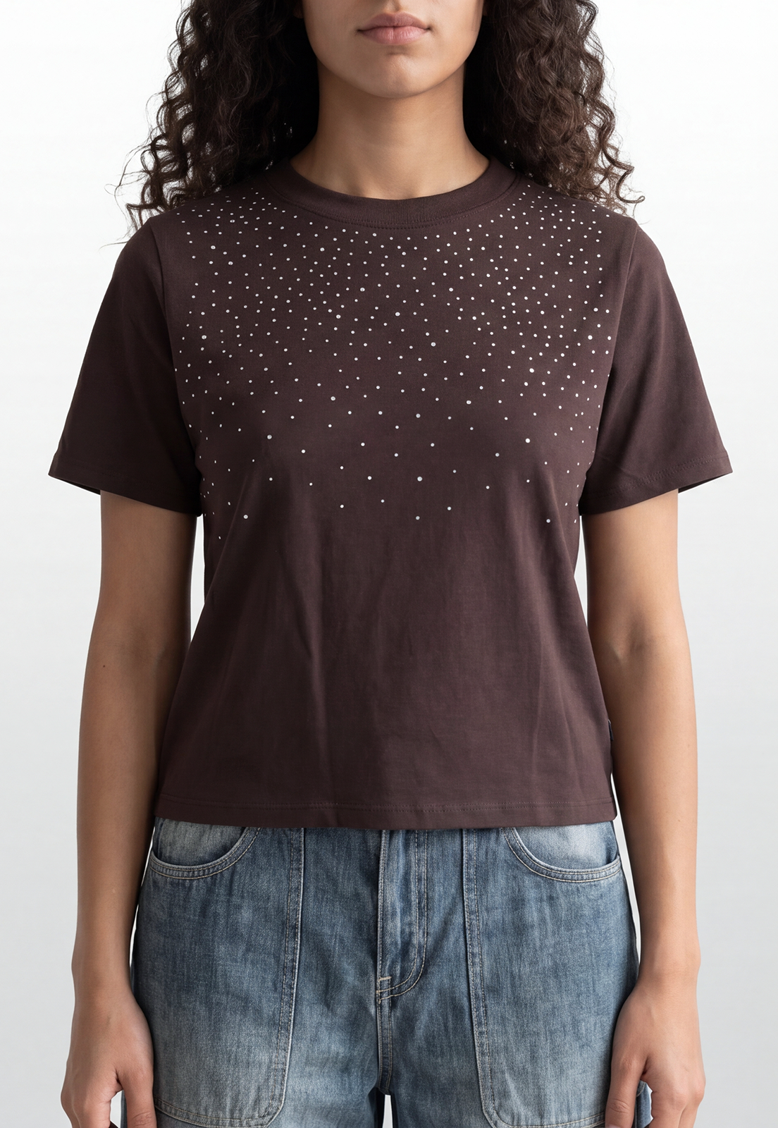 Polera Mujer Tachas Delantero Café 3