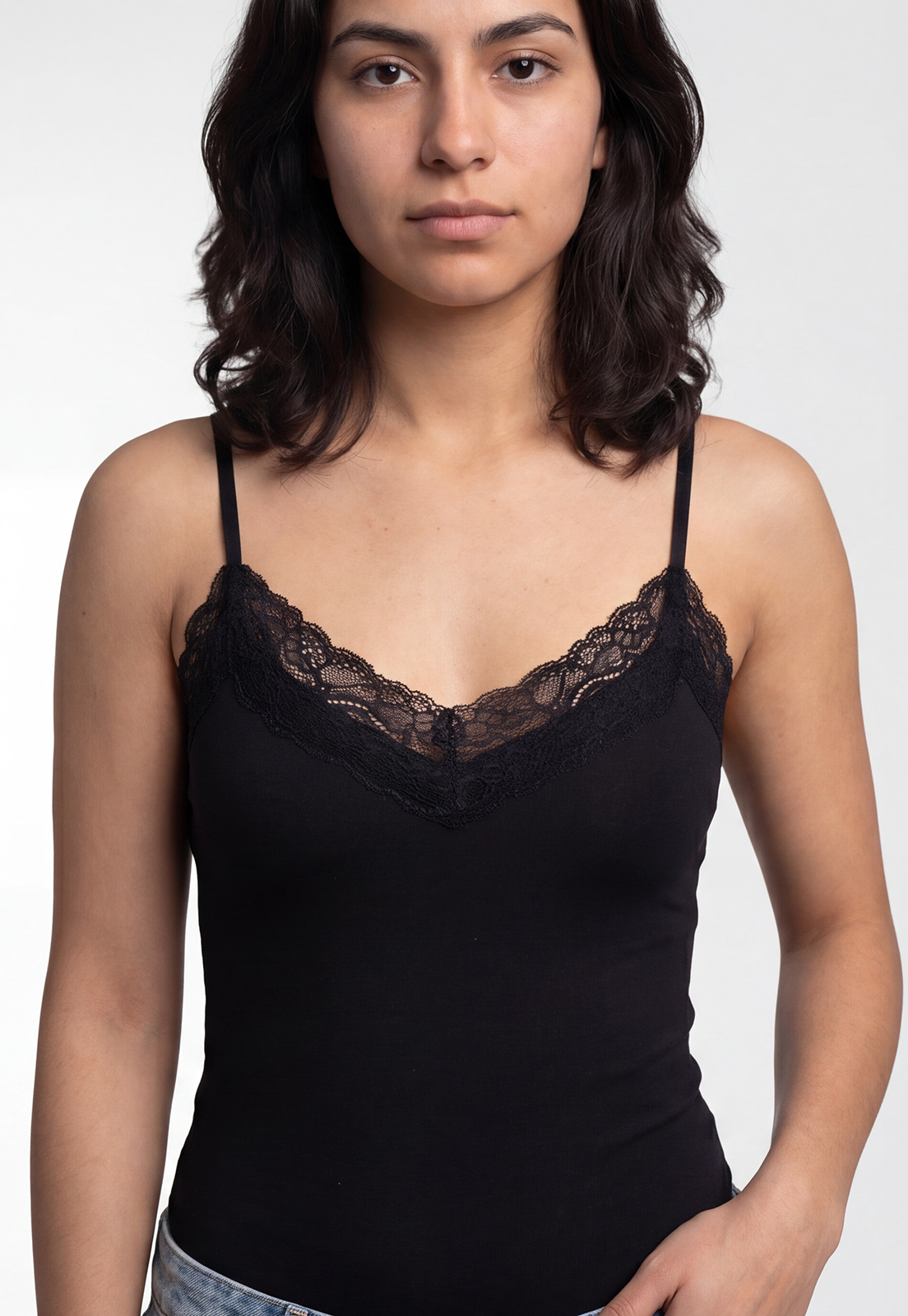 Body Mujer Pabilo Escote Encaje Negro 3