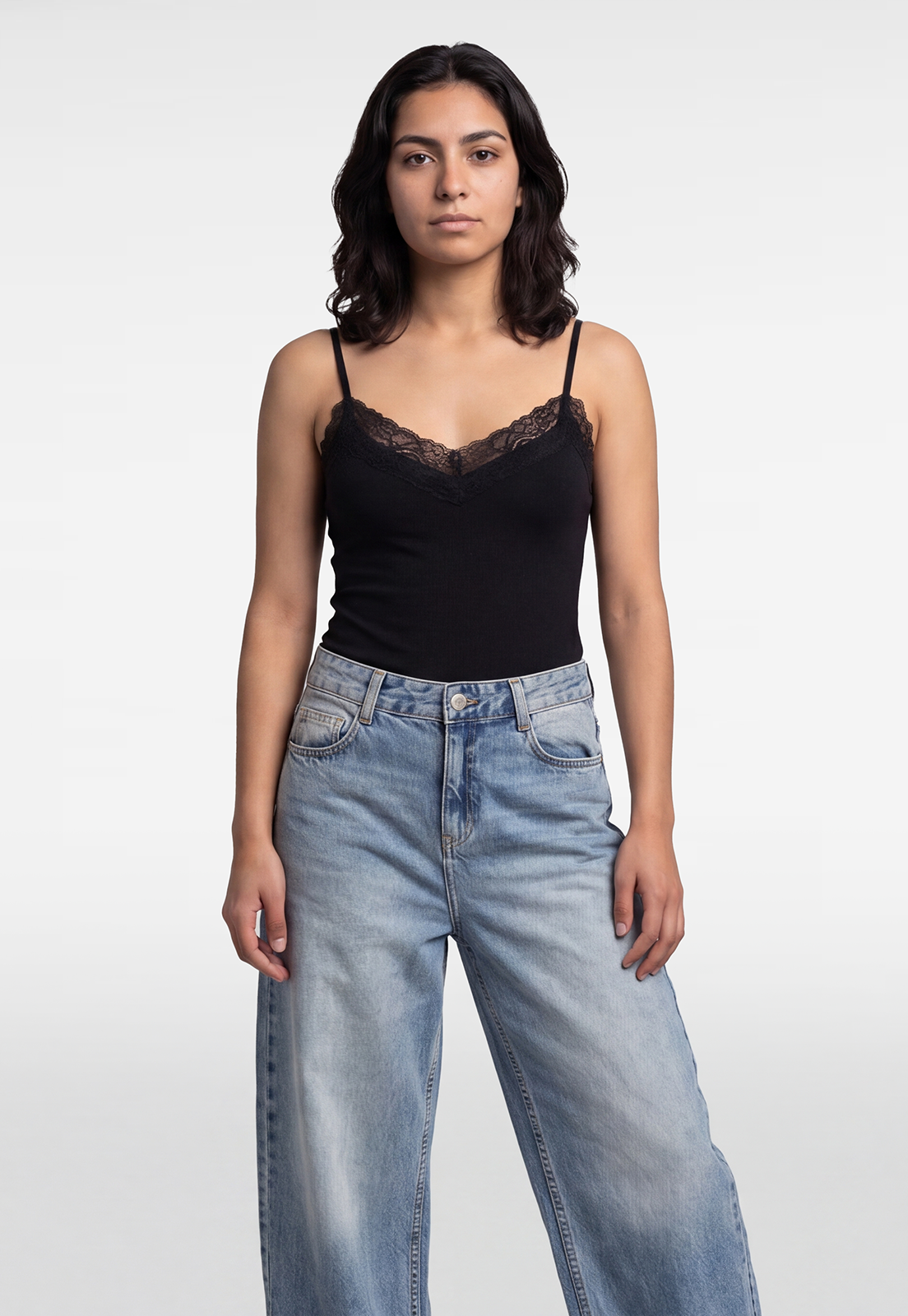 Body Mujer Pabilo Escote Encaje Negro 1