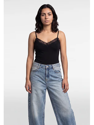 Body Mujer Pabilo Escote Encaje Negro