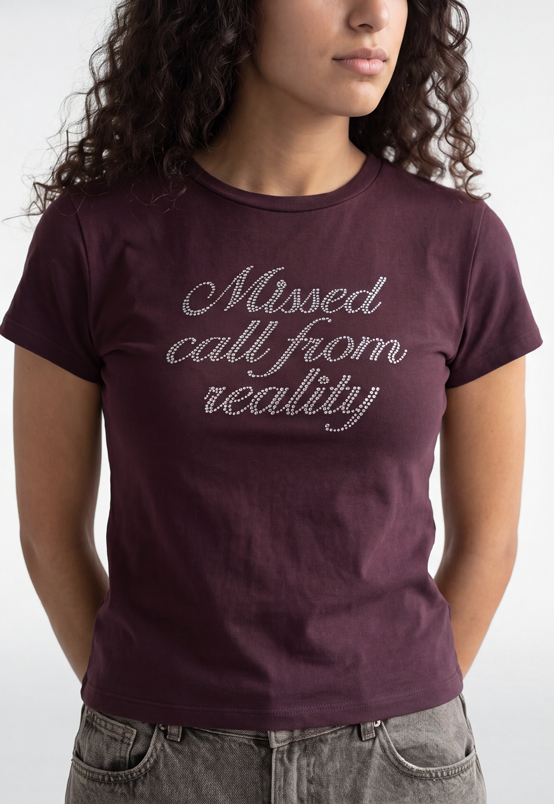 Polera Mujer Texto Brillo Morado 3