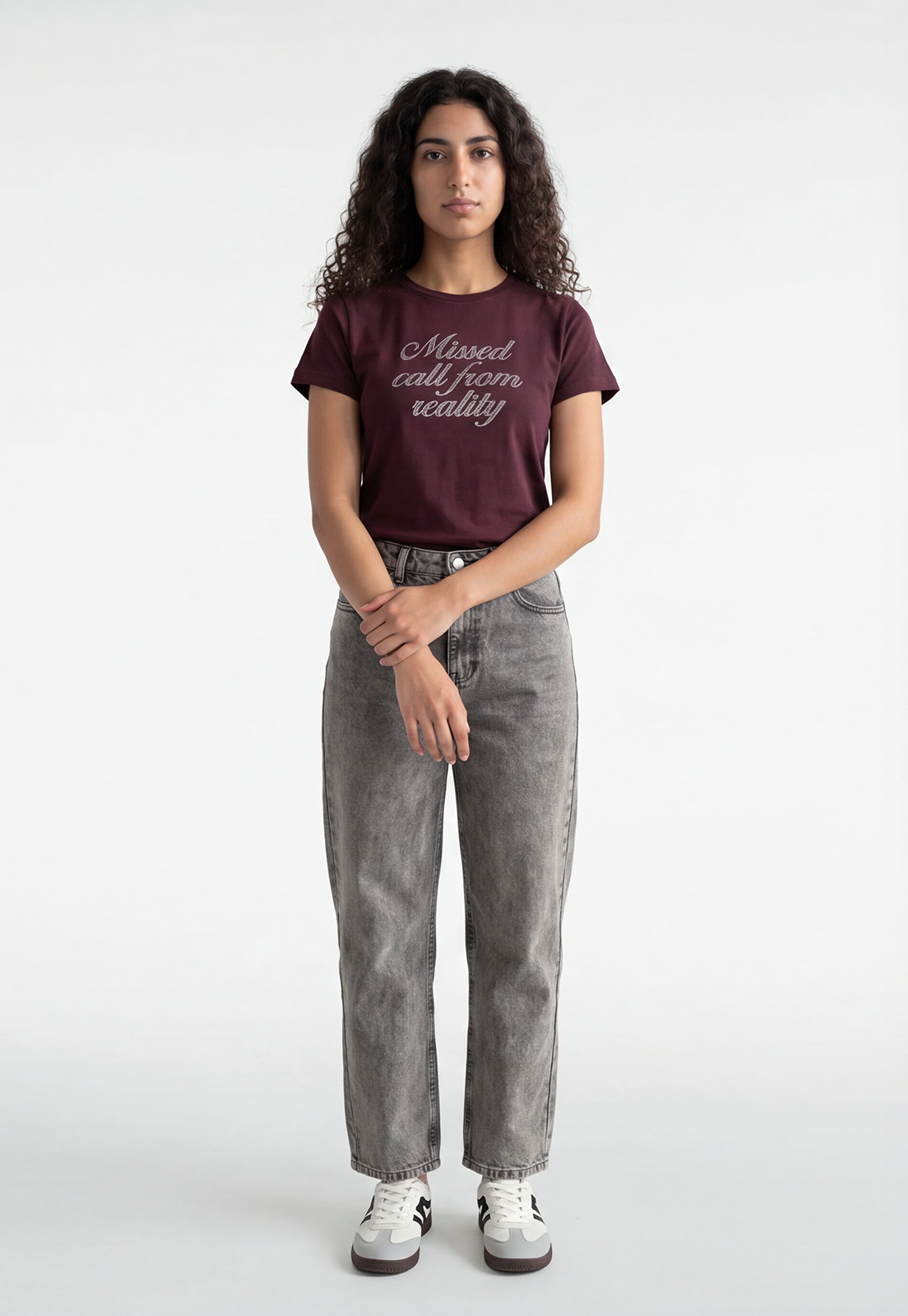 Polera Mujer Texto Brillo Morado 2