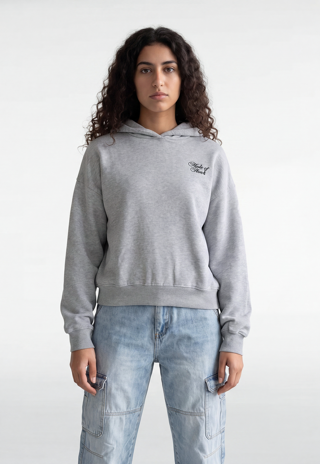 Polerón Mujer Letras Espalda Gris 1