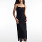 Vestido Mujer Encaje Escote Drapeado Negro - Miniatura 2