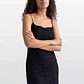 Vestido Mujer Encaje Escote Drapeado Negro - Miniatura 1