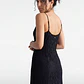 Vestido Mujer Encaje Escote Drapeado Negro - Miniatura 4