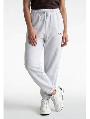 Pantalón Buzo Mujer Balloon Varsity Gris