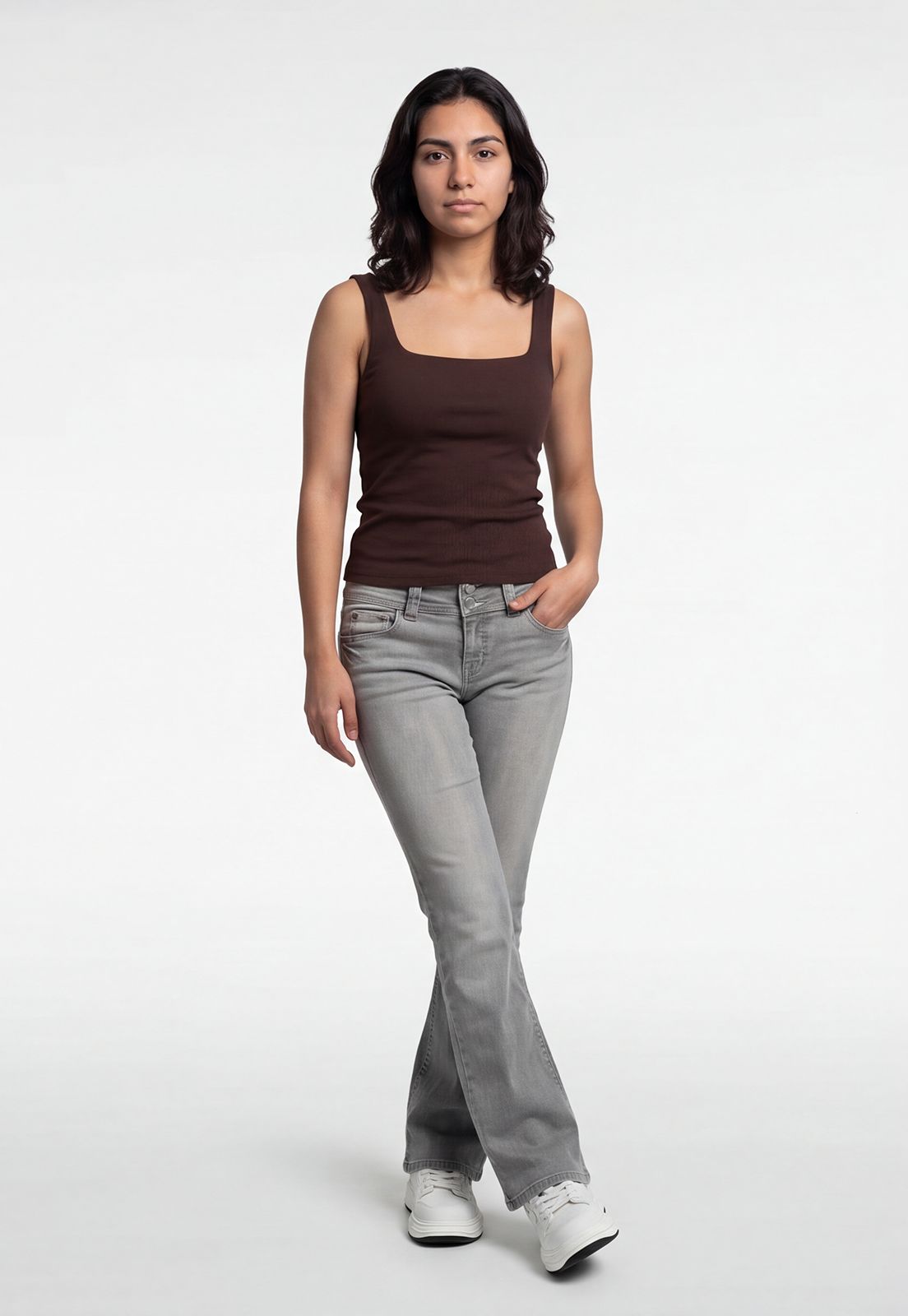 Peto Mujer Escote Cuadrado Café 2