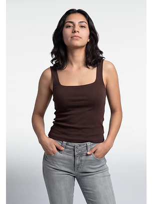 Peto Mujer Escote Cuadrado Café