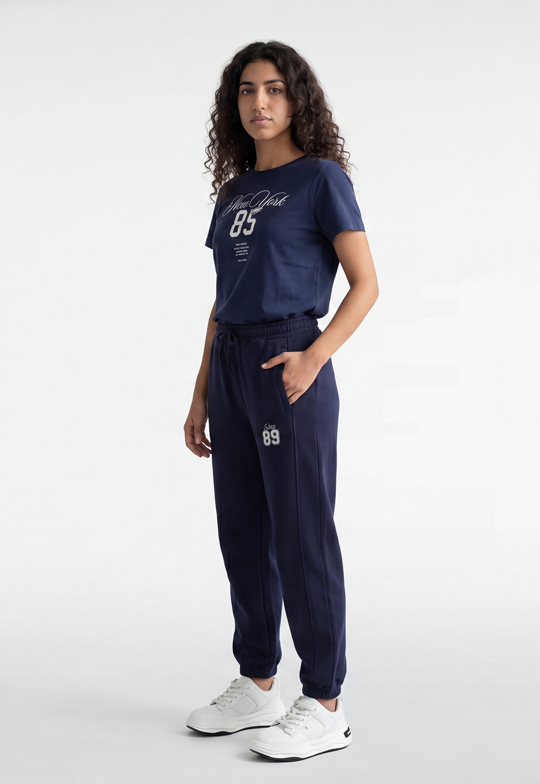 Pantalón Buzo Mujer Balloon Varsity Azul 4