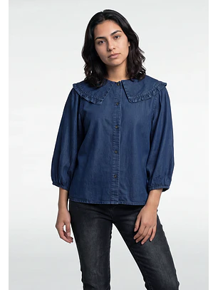 Blusa Mujer Lyocell Cuello Bobo Azul