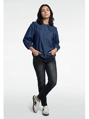 Blusa Mujer Lyocell Cuello Bobo Azul