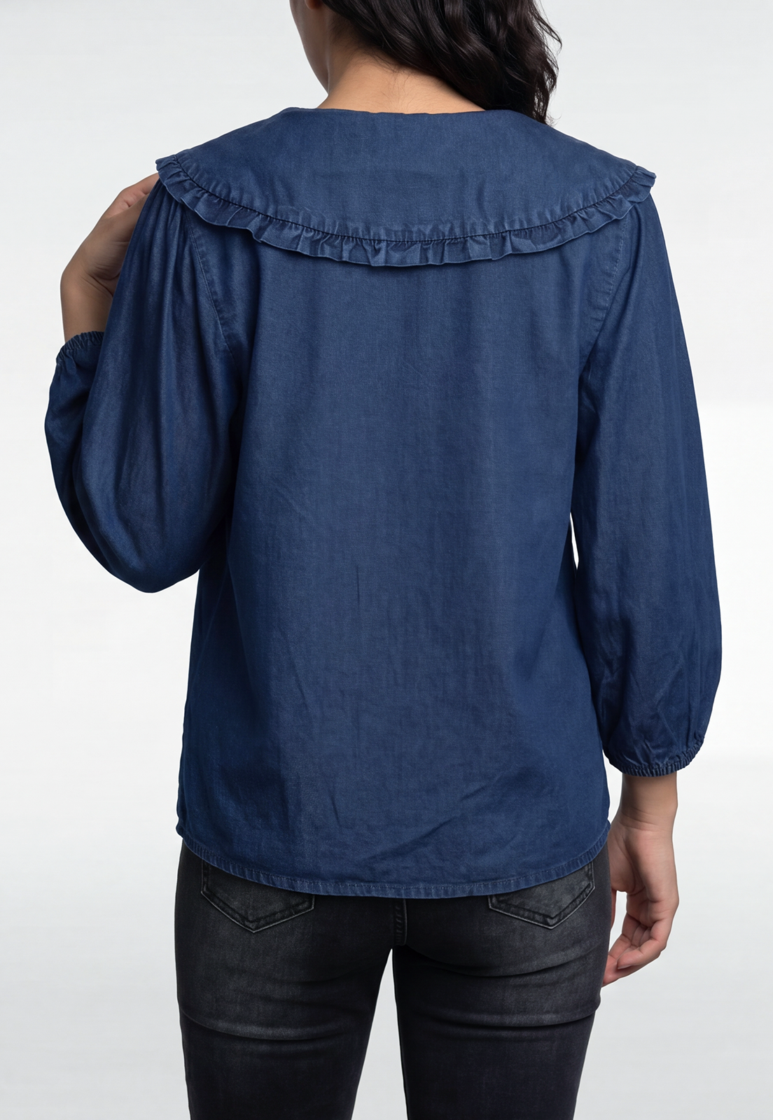 Blusa Mujer Lyocell Cuello Bobo Azul 4