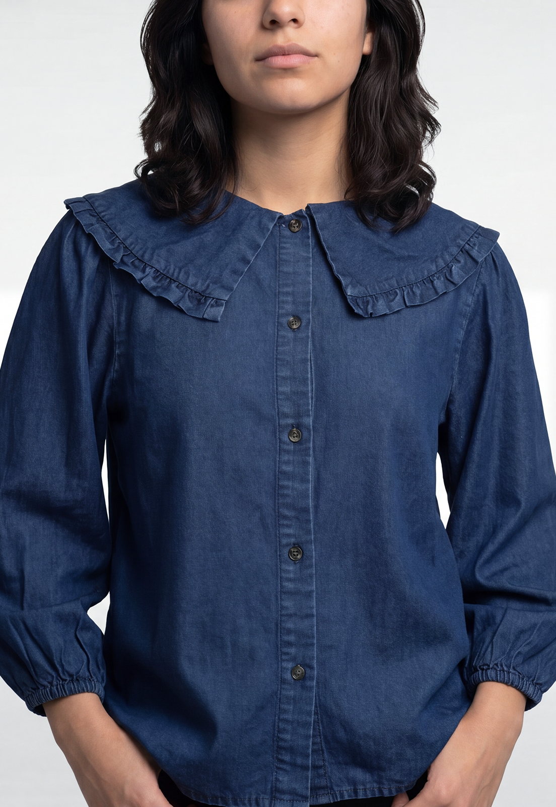 Blusa Mujer Lyocell Cuello Bobo Azul 3