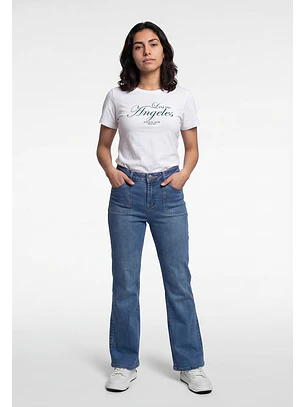 Jeans Mujer Flare Push Up Azul
