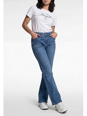 Jeans Mujer Flare Push Up Azul
