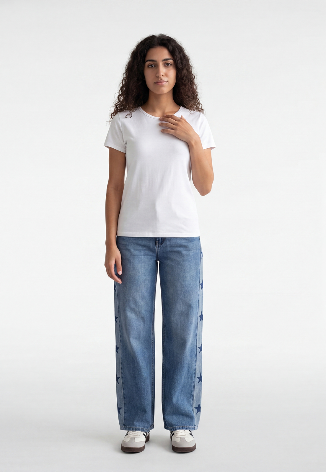 Jeans Mujer Estrellas Costados Celeste 4