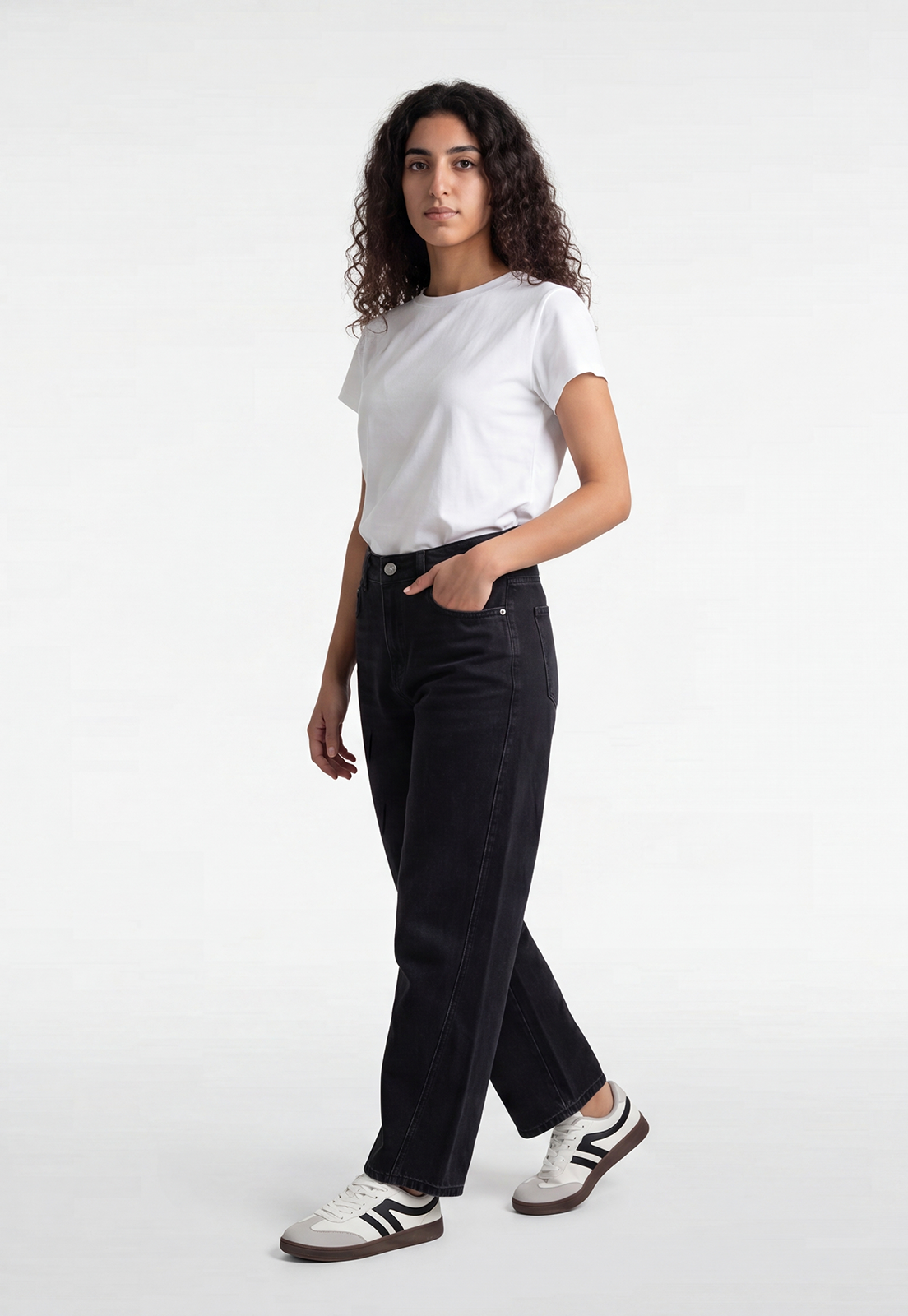 Jeans Mujer Barrel Tiro Medio Negro 4