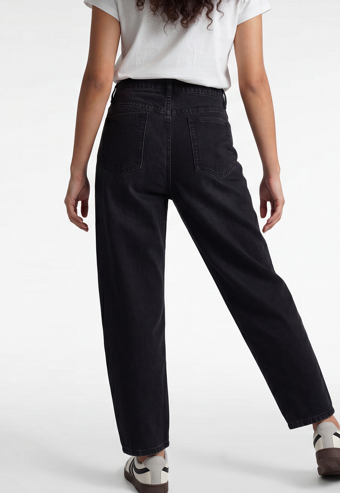 Jeans Mujer Barrel Tiro Medio Negro 3