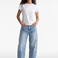 Jeans Mujer Barrel Tiro Medio Celeste - Miniatura 4