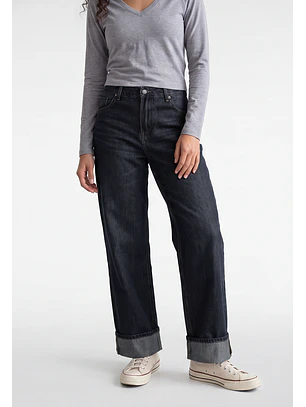 Jeans Mujer Wide Loose Azul