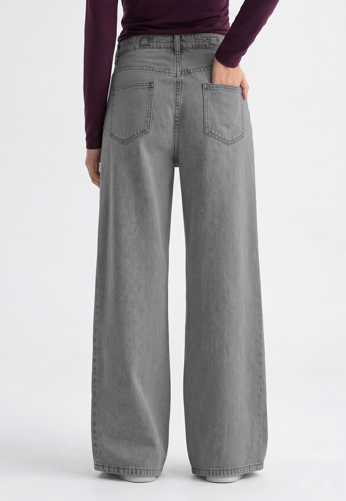 Jeans Mujer Wide Loose Gris 4