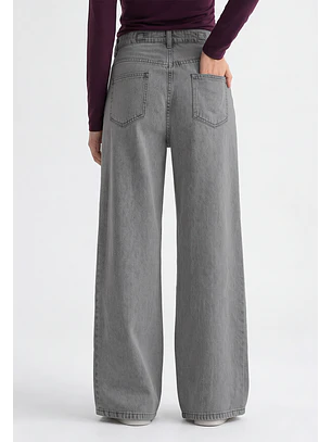 Jeans Mujer Wide Leg Loose Gris
