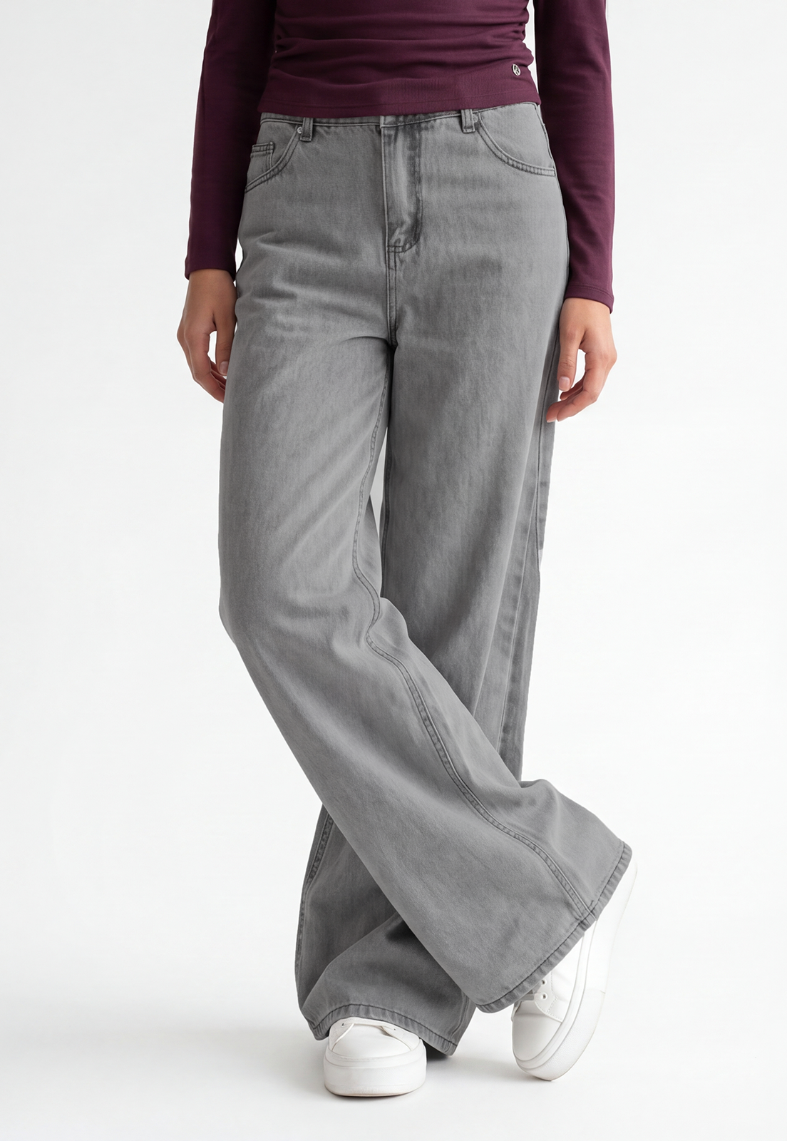 Jeans Mujer Wide Loose Gris 2