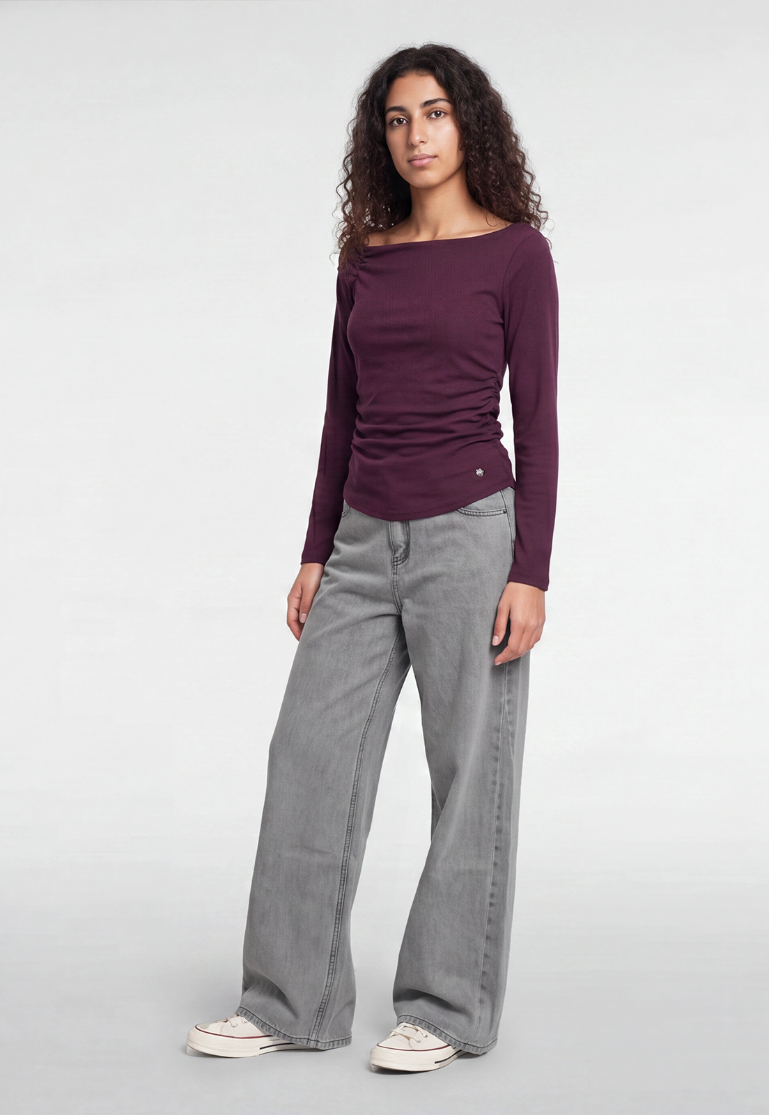 Jeans Mujer Wide Loose Gris 3
