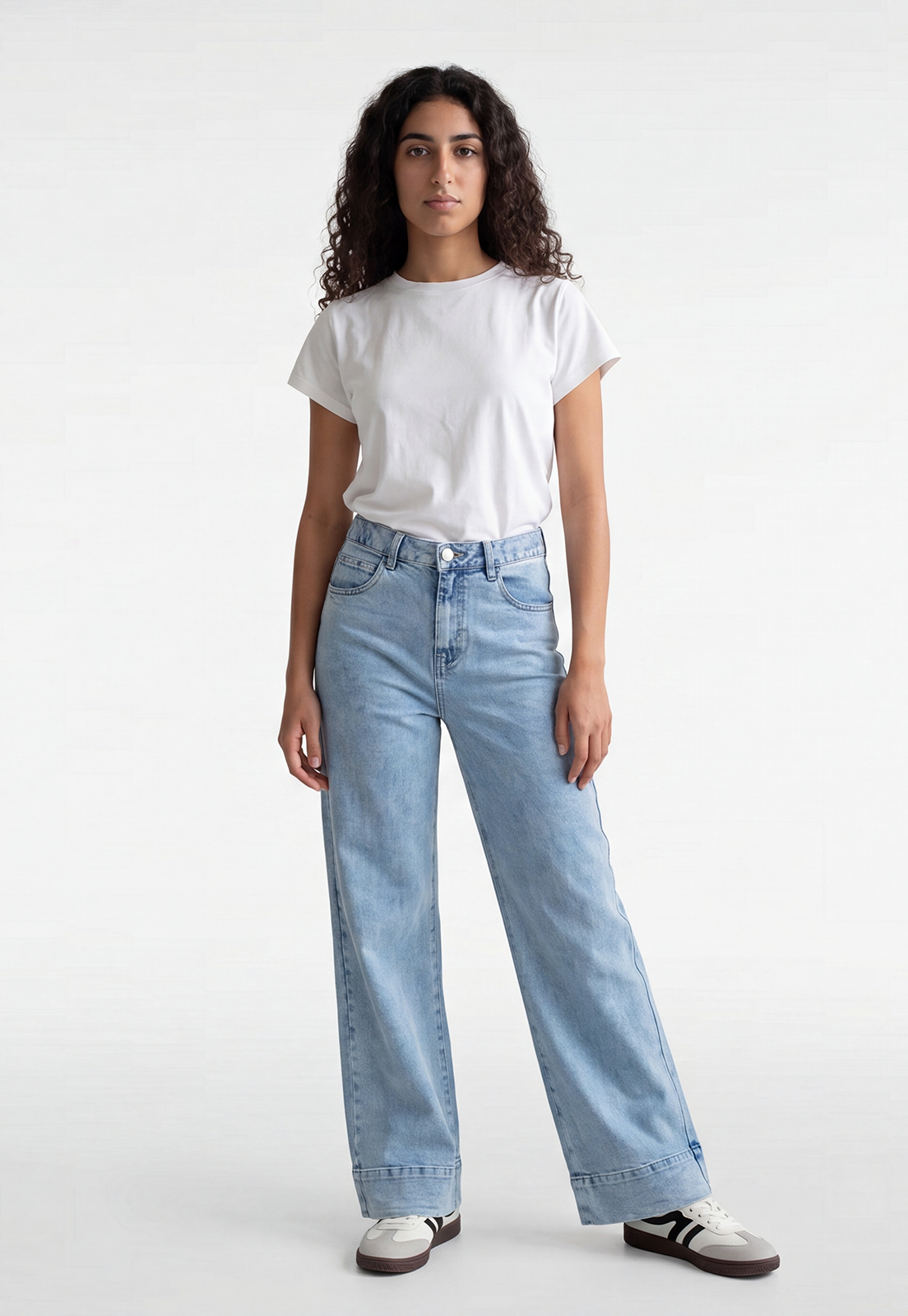 Jeans Mujer Wide Leg Cinturón Celeste 4