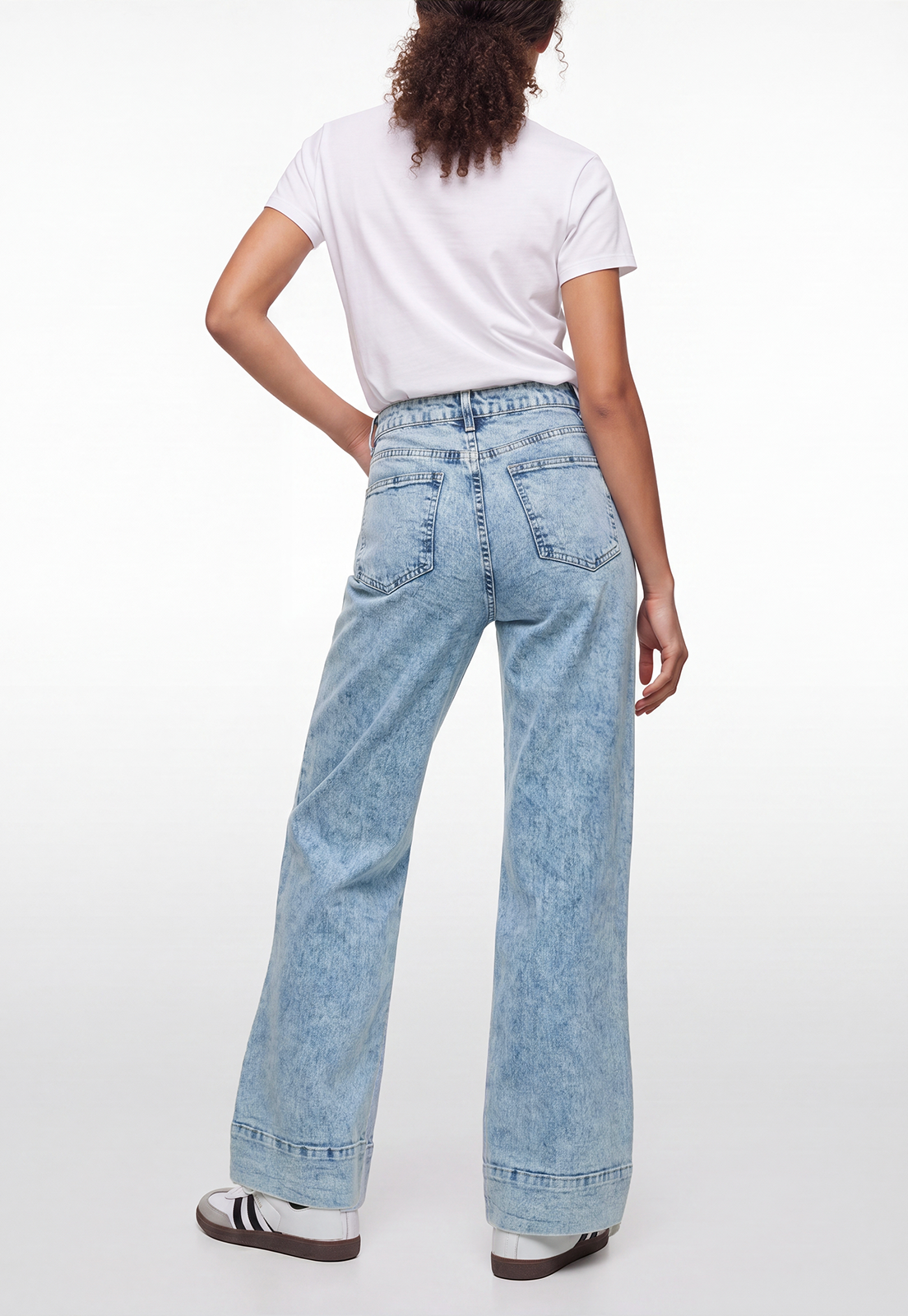 Jeans Mujer Wide Leg Cinturón Celeste 3