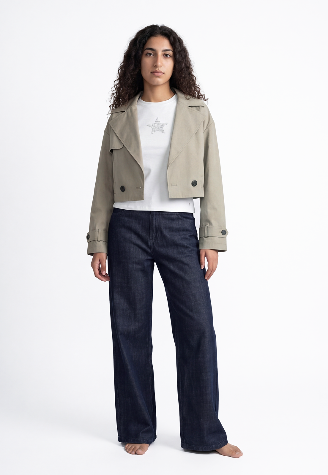 Chaqueta Mujer Trench Corto Verde 2