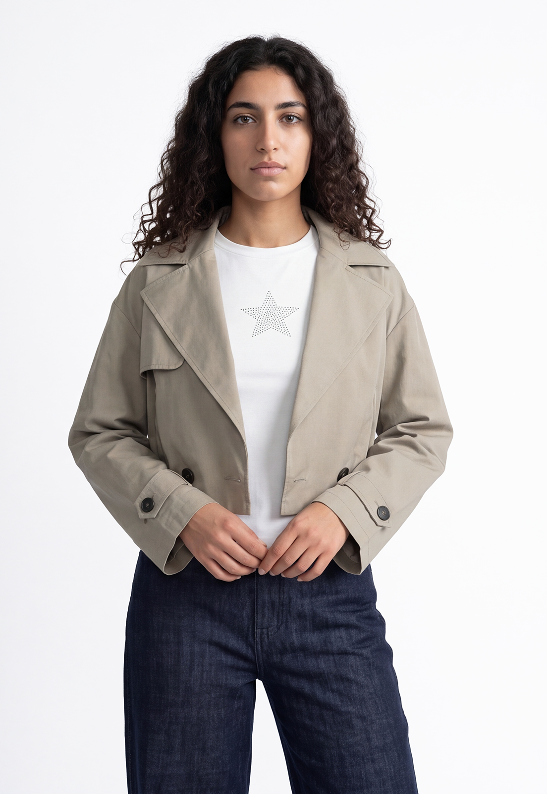 Chaqueta Mujer Trench Corto Verde 1