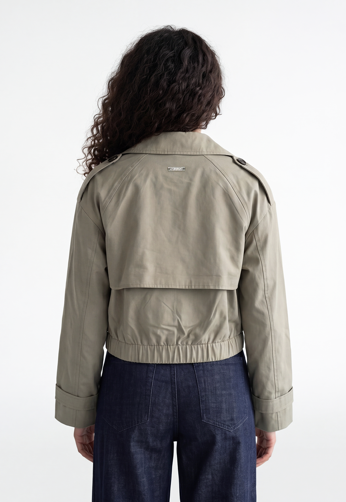 Chaqueta Mujer Trench Corto Verde 4