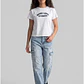 Polera Mujer Texto Bordado Y Flock Blanco - Miniatura 1