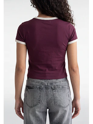 Polera Mujer Estampado Número Burdeo