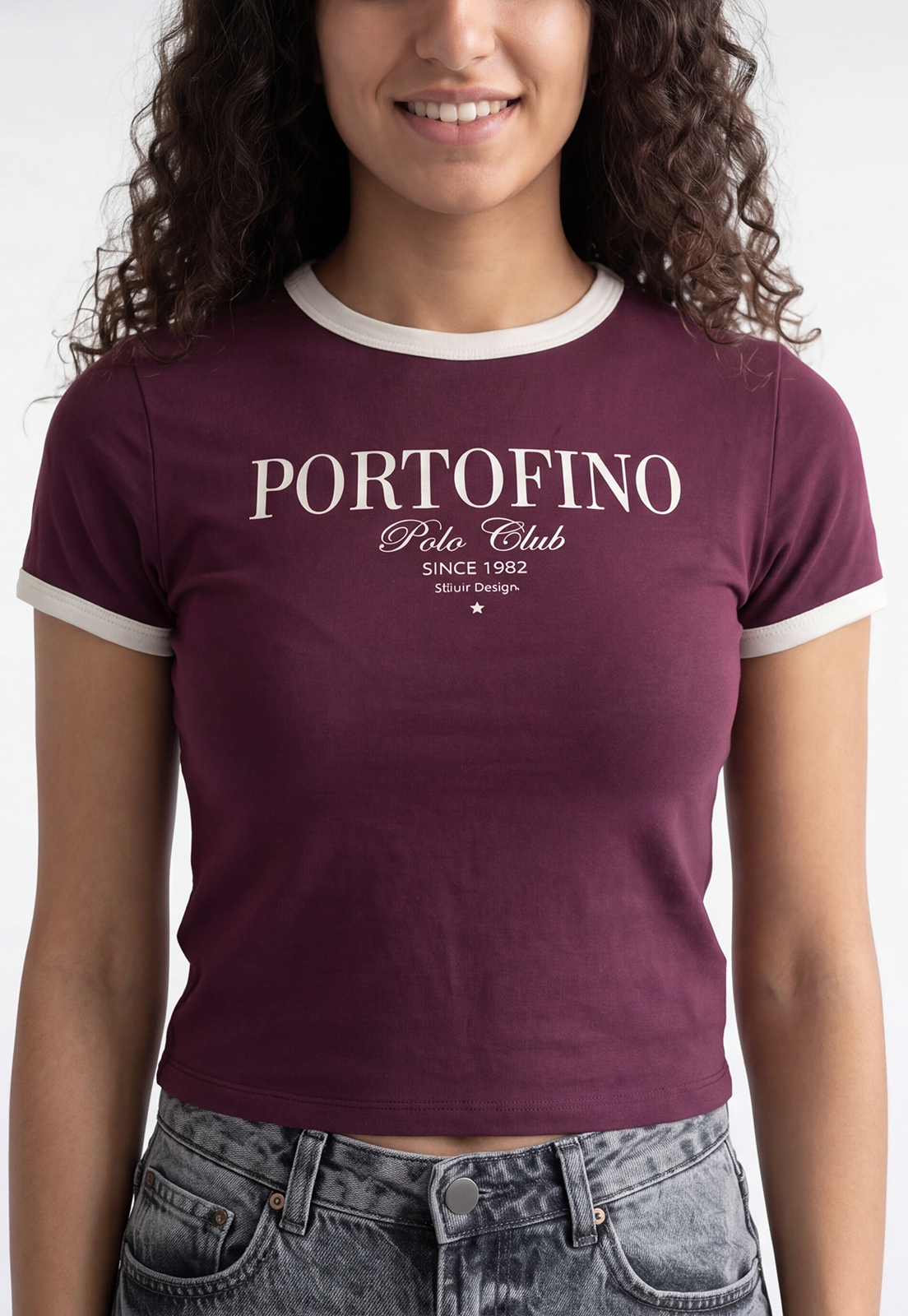 Polera Mujer Estampado Número Burdeo 3