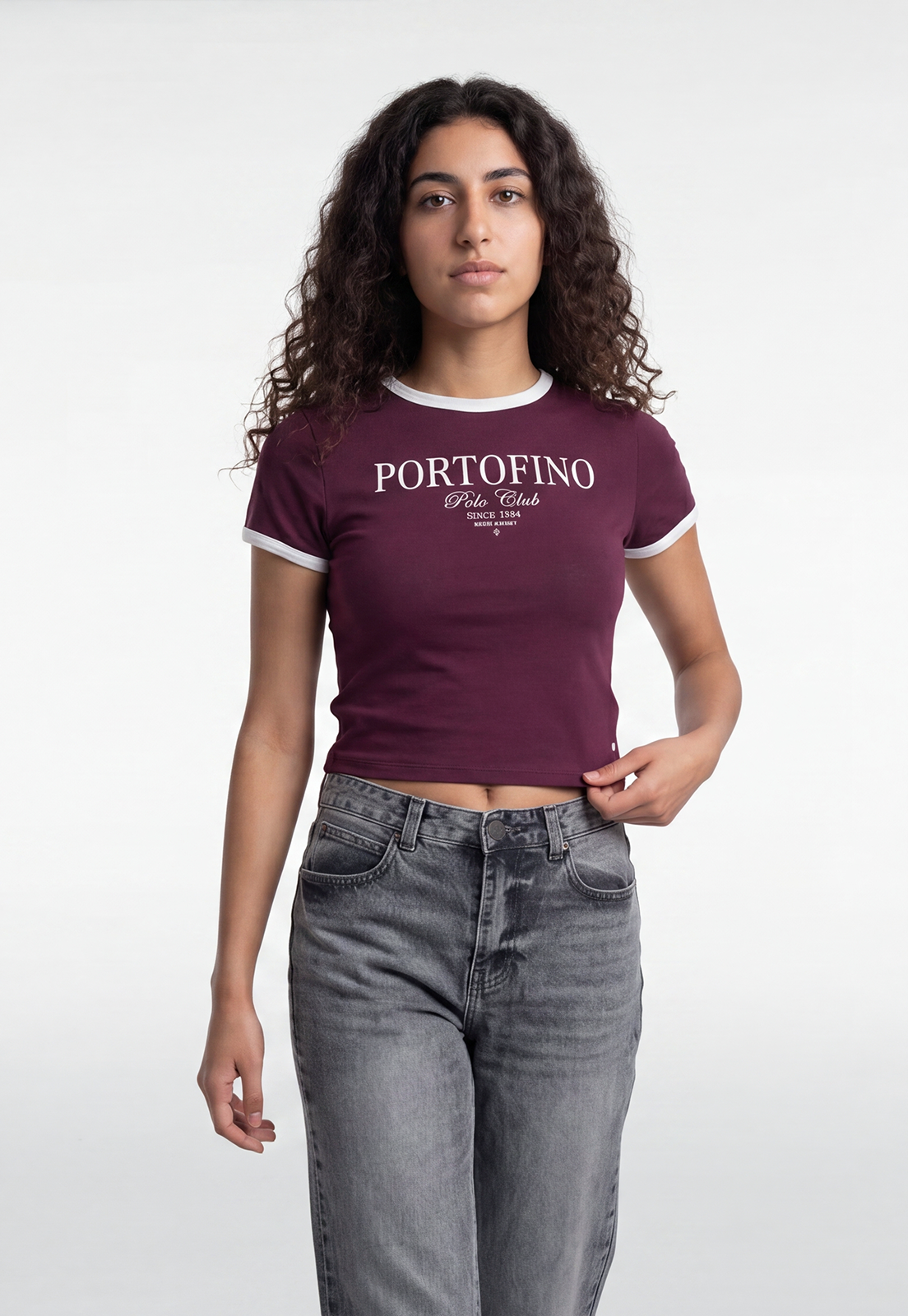 Polera Mujer Estampado Número Burdeo 1