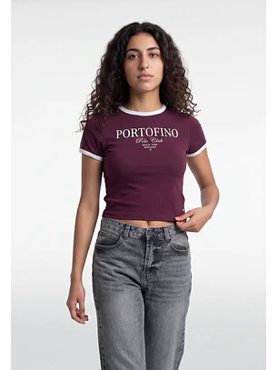 Polera Mujer Estampado Número Burdeo