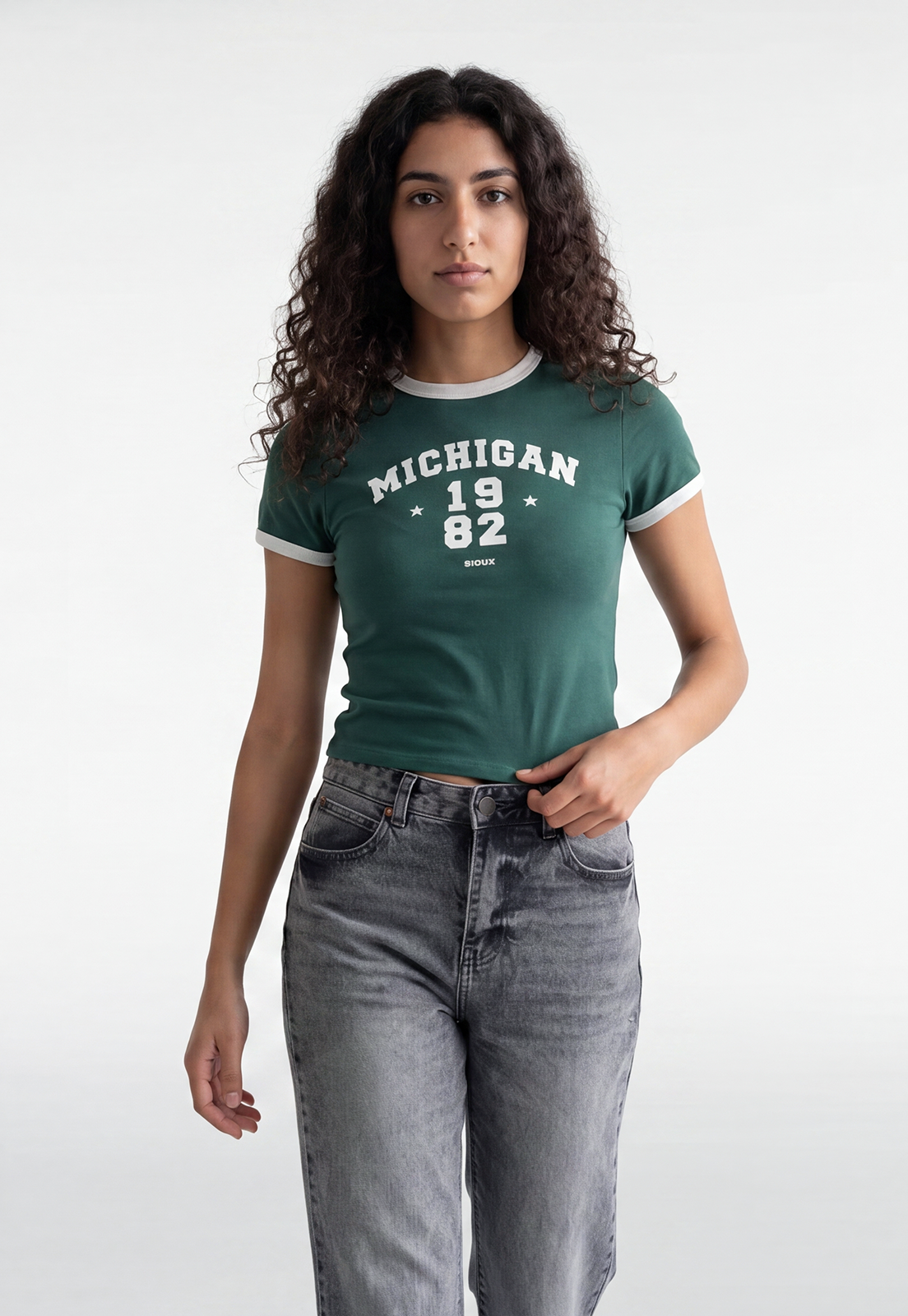 Polera Mujer Estampado Número Verde 1