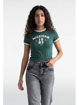 Polera Mujer Estampado Número Verde
