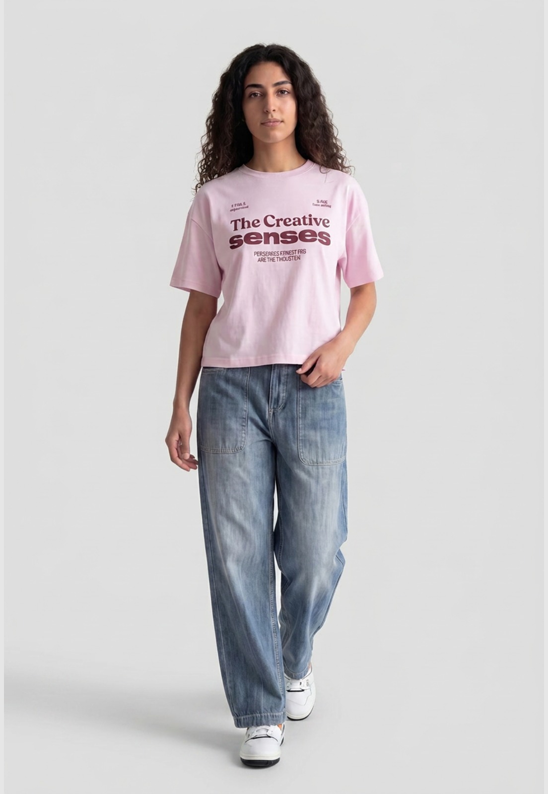 Polera Mujer Boxy Fit Print Rosado 1