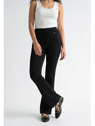Calza Mujer Tiro Alto Flare Negro