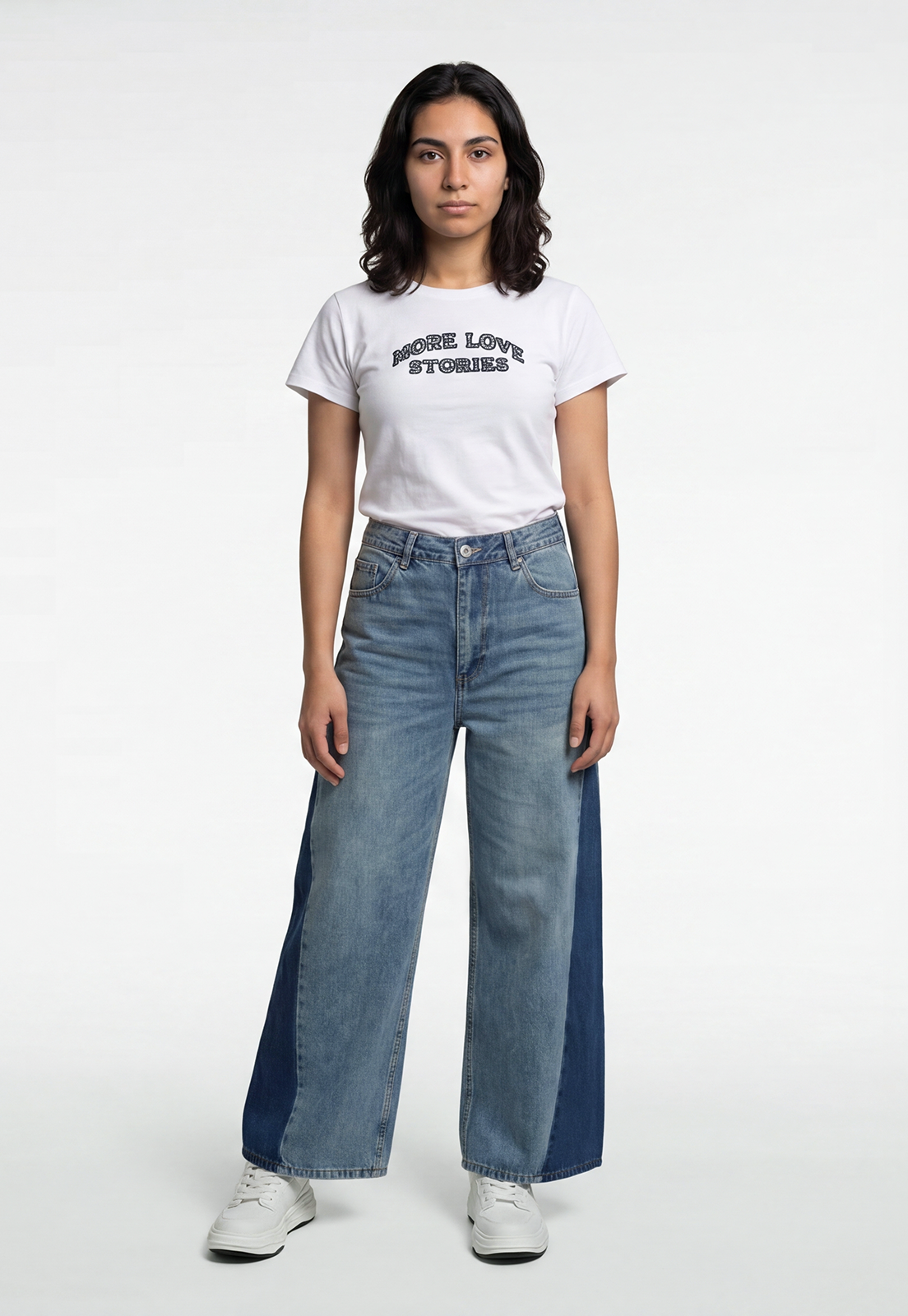 Jeans Mujer Extra Wide Led Bicolor Celeste 1