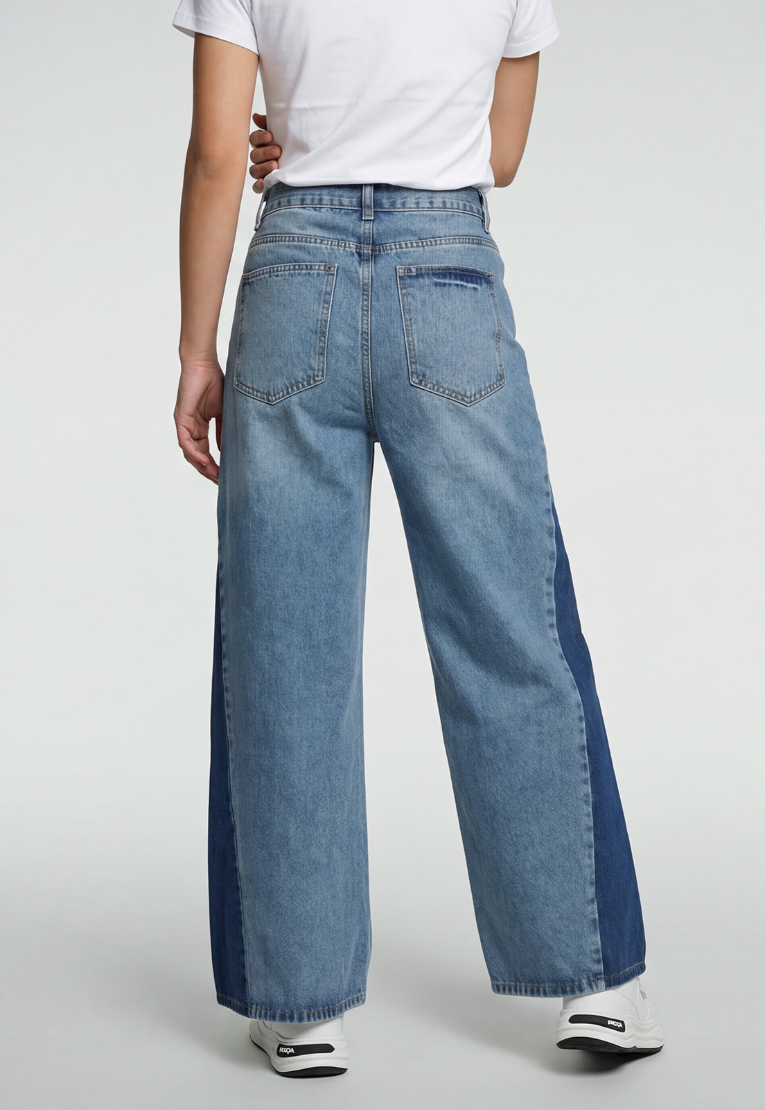 Jeans Mujer Extra Wide Led Bicolor Celeste 4